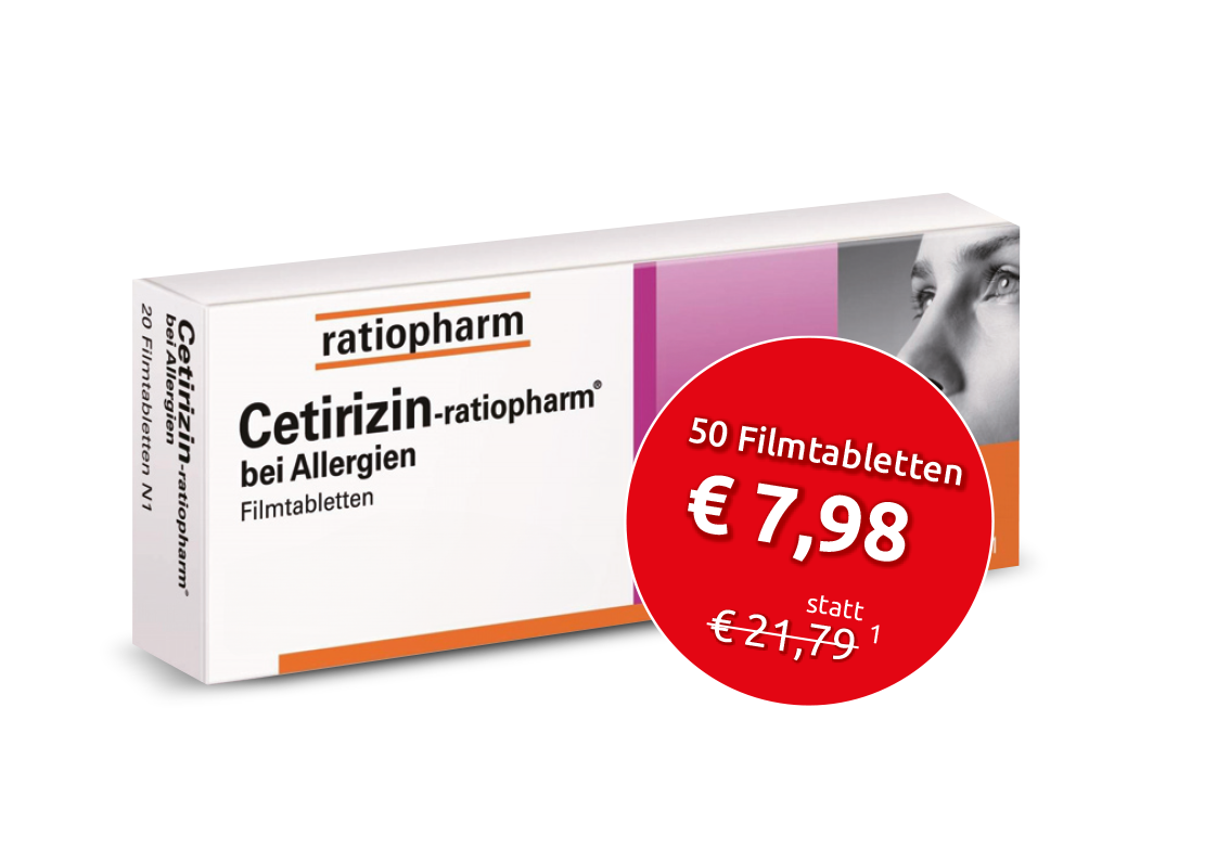 CETIRIZIN-ratiopharm bei Allergien 10 mg Filmtabl. 50 St