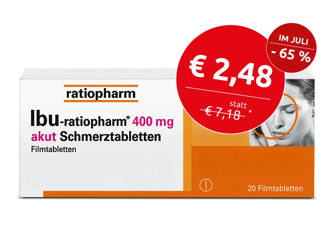 IBU-RATIOPHARM 400 mg akut Schmerztbl.Filmtabl. 20 St